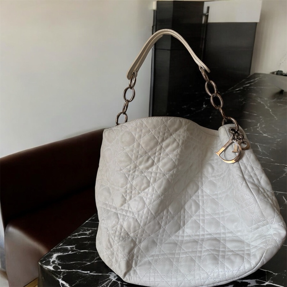 Authentic Christian Dior Quilted Leather Shoulder Bag